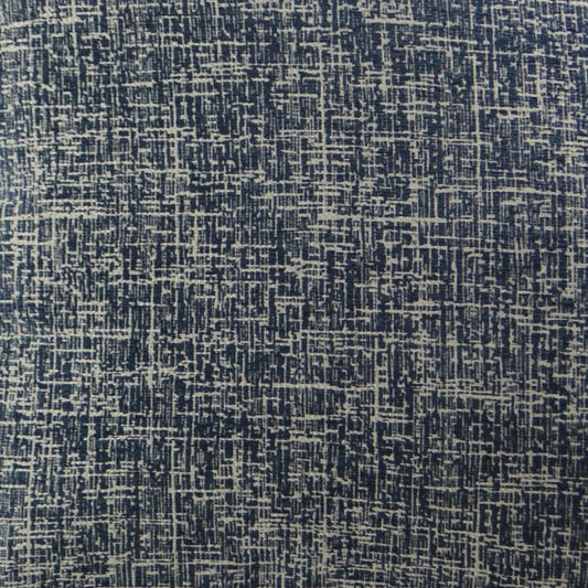 Navy blue fabric with beige irregular lattice weave; textured upholstery textile.
