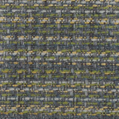 Gray woven tweed fabric with yellow-green flecks; textured upholstery textile.