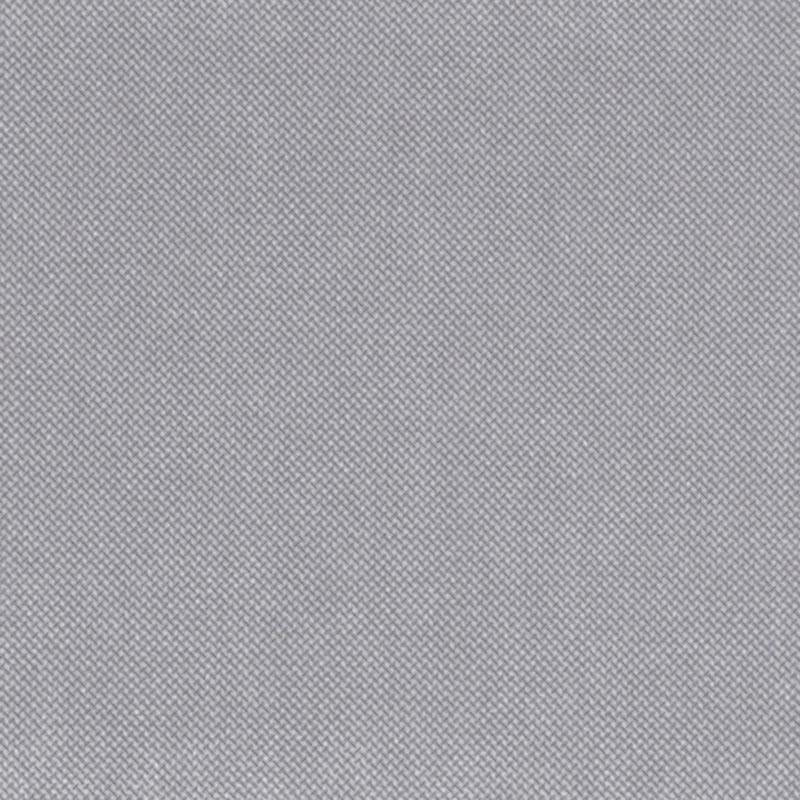 Close-up of light gray woven upholstery fabric with a tight diagonal weave & soft texture.