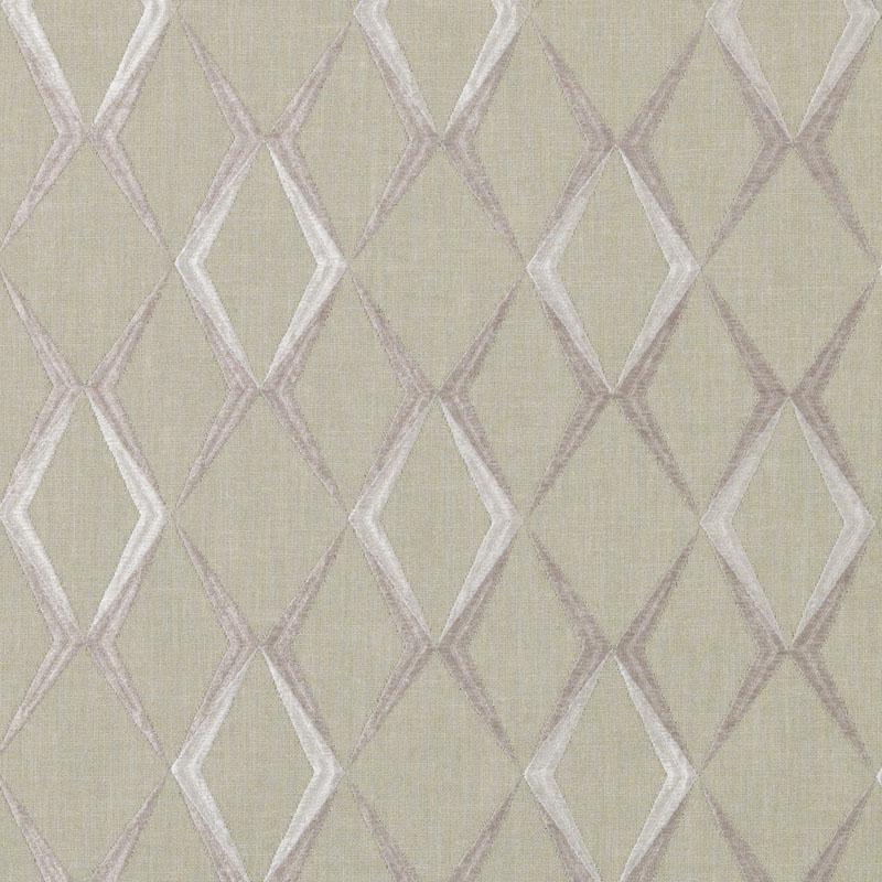 Beige upholstery fabric with a pale gray diamond lattice pattern.