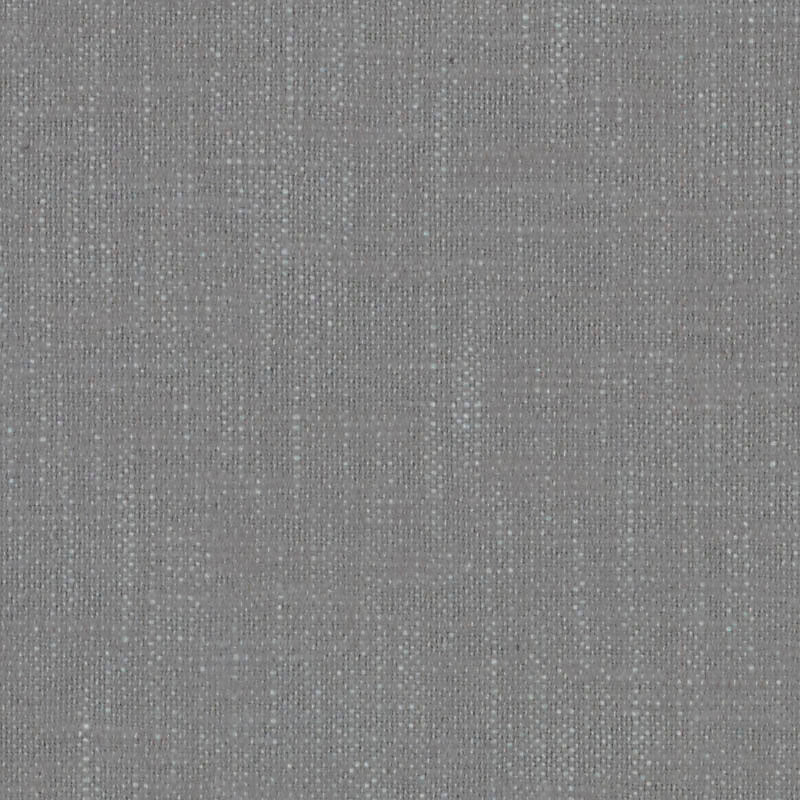 Close-up of gray woven upholstery fabric with linen-like weave.