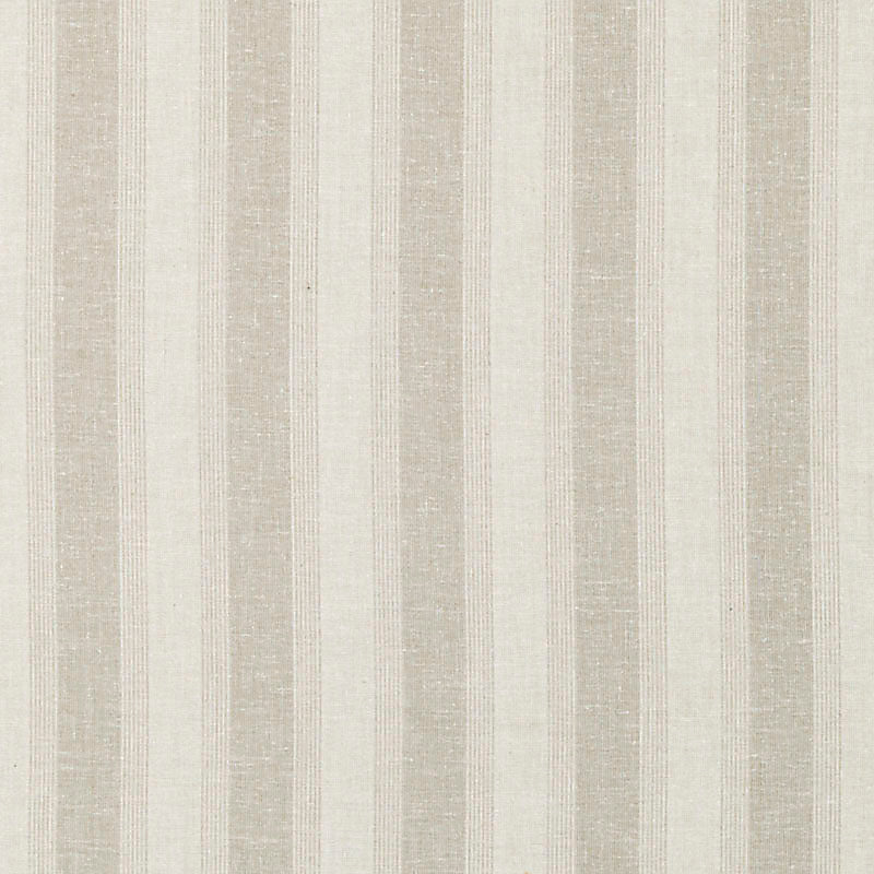 Cream and beige vertical striped upholstery fabric with subtle linen texture.