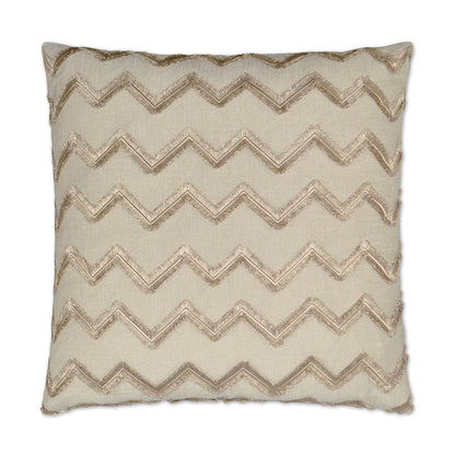 Cream 24" x 24" square pillow with linen embroidery and a textured chevron pattern.