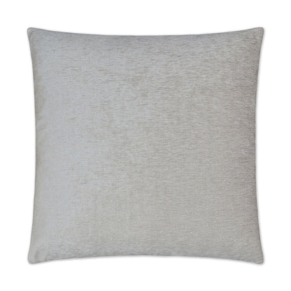 Square silver-gray decorative pillow with subtle metallic sheen; plush textured fabric for sofa or bed decor.
