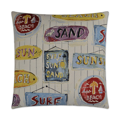 D.V. KAP HOME   24" x 24" Sunshine Stamp Pillow Beach, Novelty    - 2915-2424
