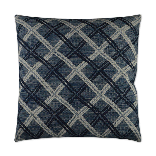 D.V. KAP HOME   24" x 24" Passata Pillow - Blue Plaid - Check    - 2916-B-2424