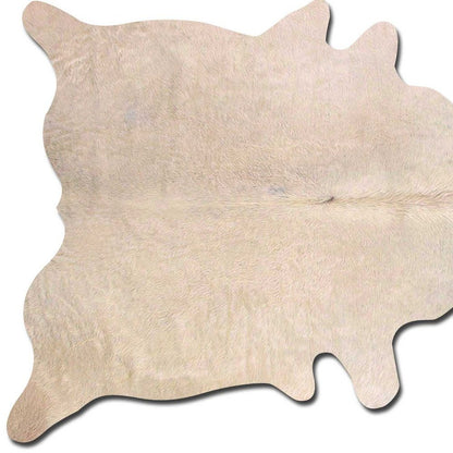 6' X 7' Off White Cowhide Cowhide Print Handmade Area Rug
