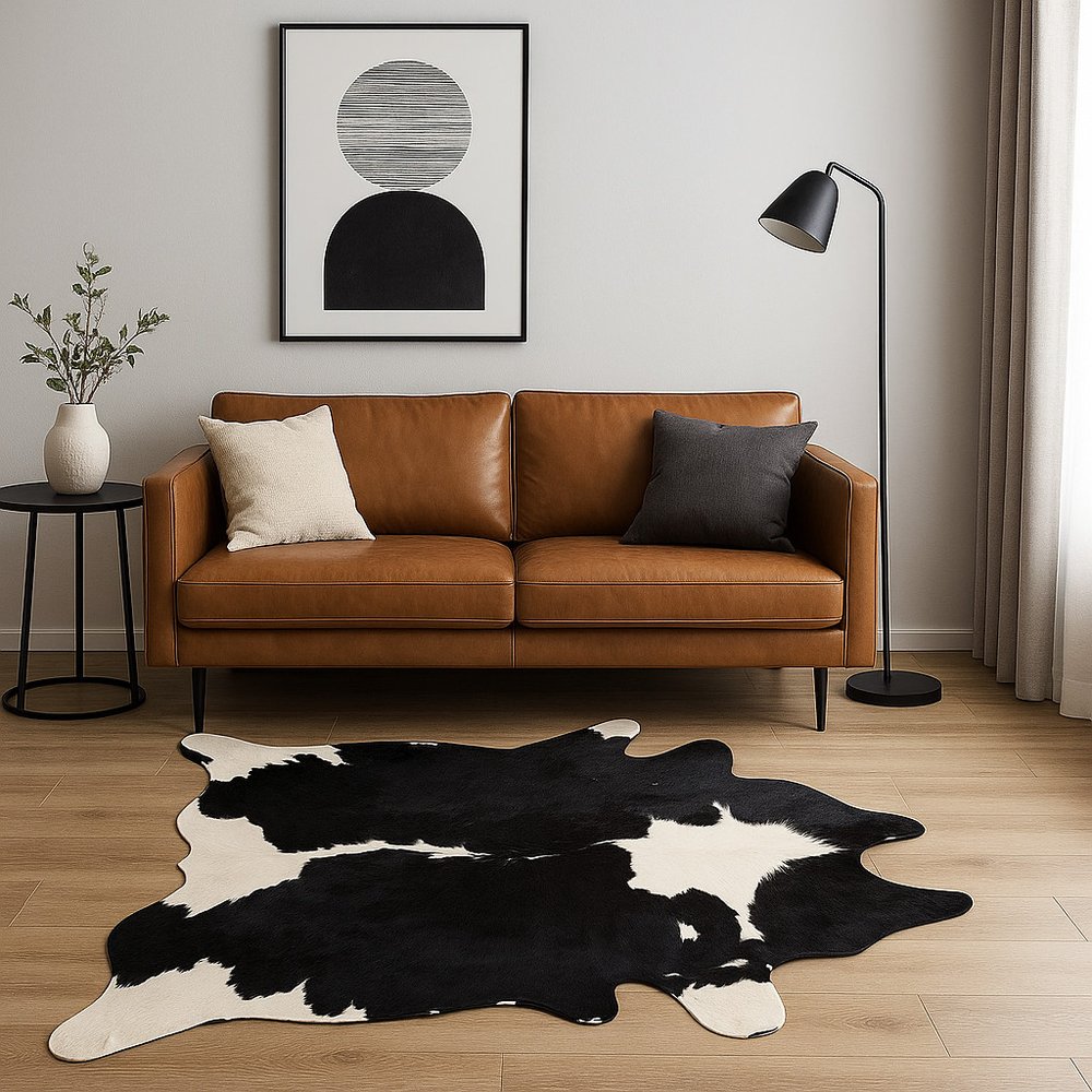 6' X 7' Brown And White Cowhide Handmade Area Rug