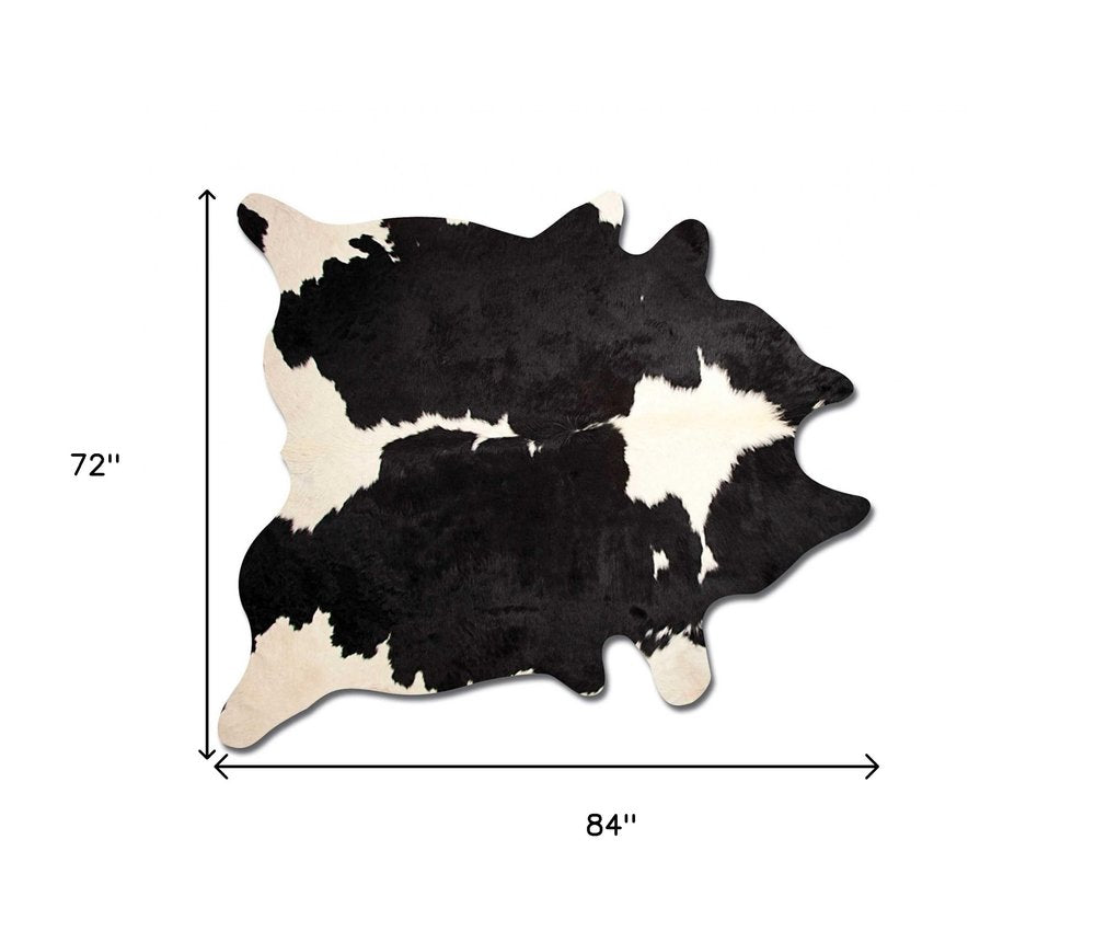 6' X 7' Brown And White Cowhide Handmade Area Rug