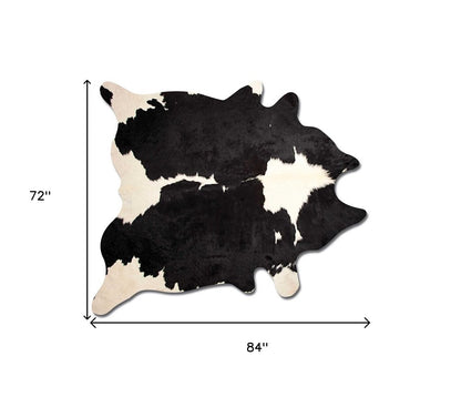 6' X 7' Brown And White Cowhide Handmade Area Rug
