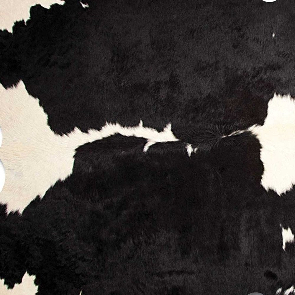 6' X 7' Black And White Cowhide Animal Print Area Rug