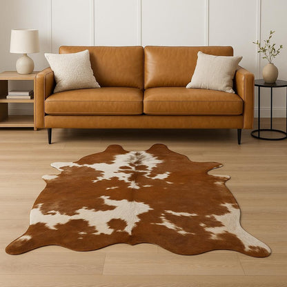 6' X 7' Brown And White Cowhide Handmade Area Rug