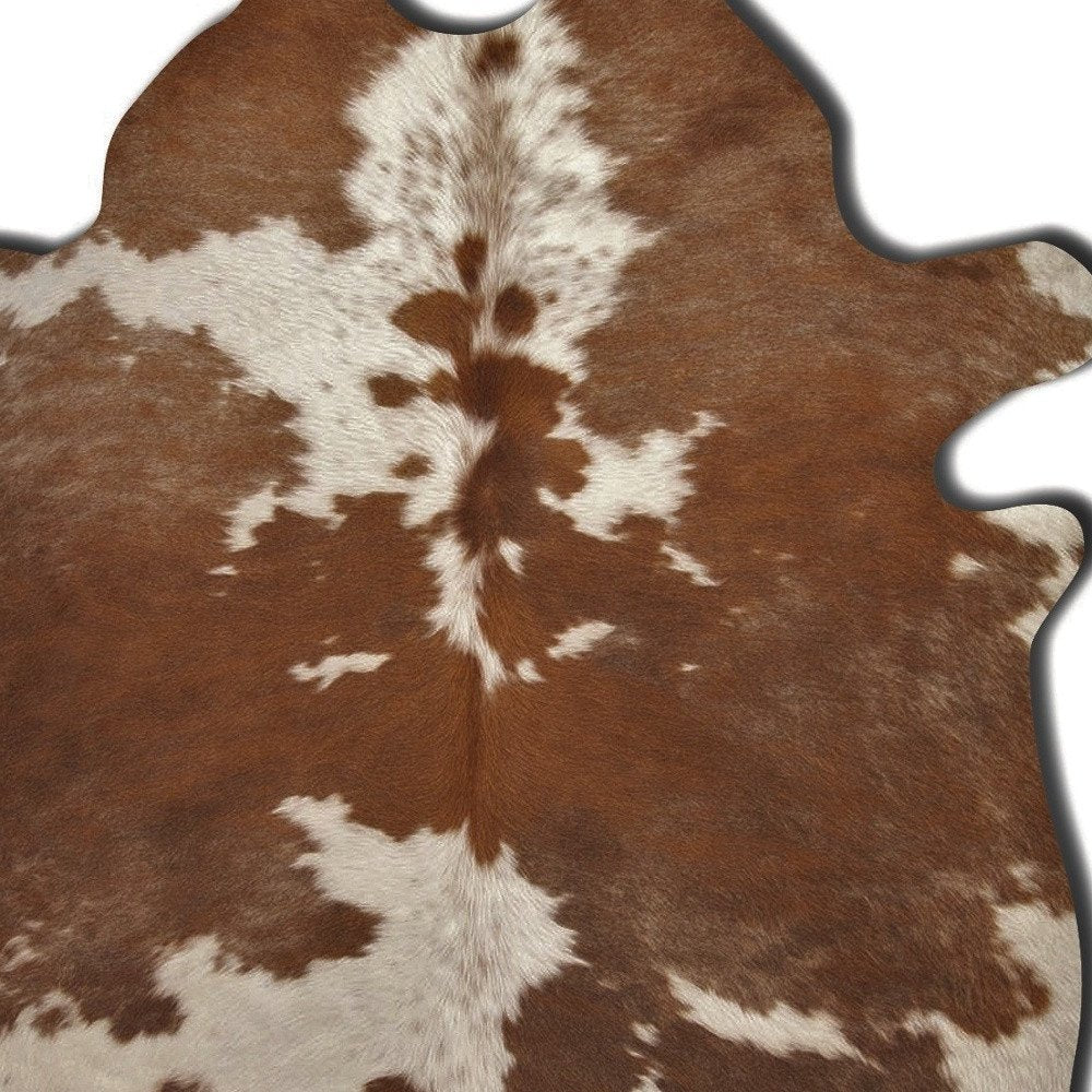 6' X 7' Brown And White Cowhide Handmade Area Rug