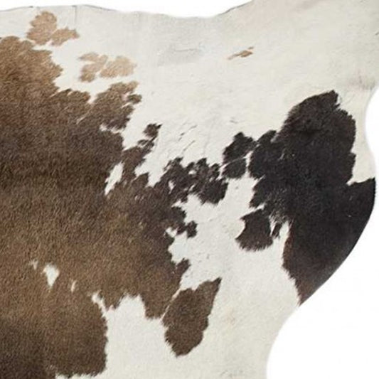 6' X 7' Brown and White Genuine Cowhide Area Rug