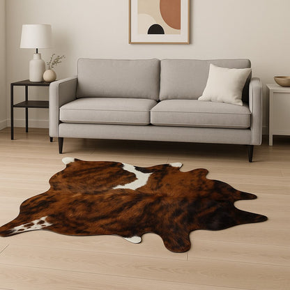 6' X 7' Brown And Black Cowhide Cowhide Print Area Rug