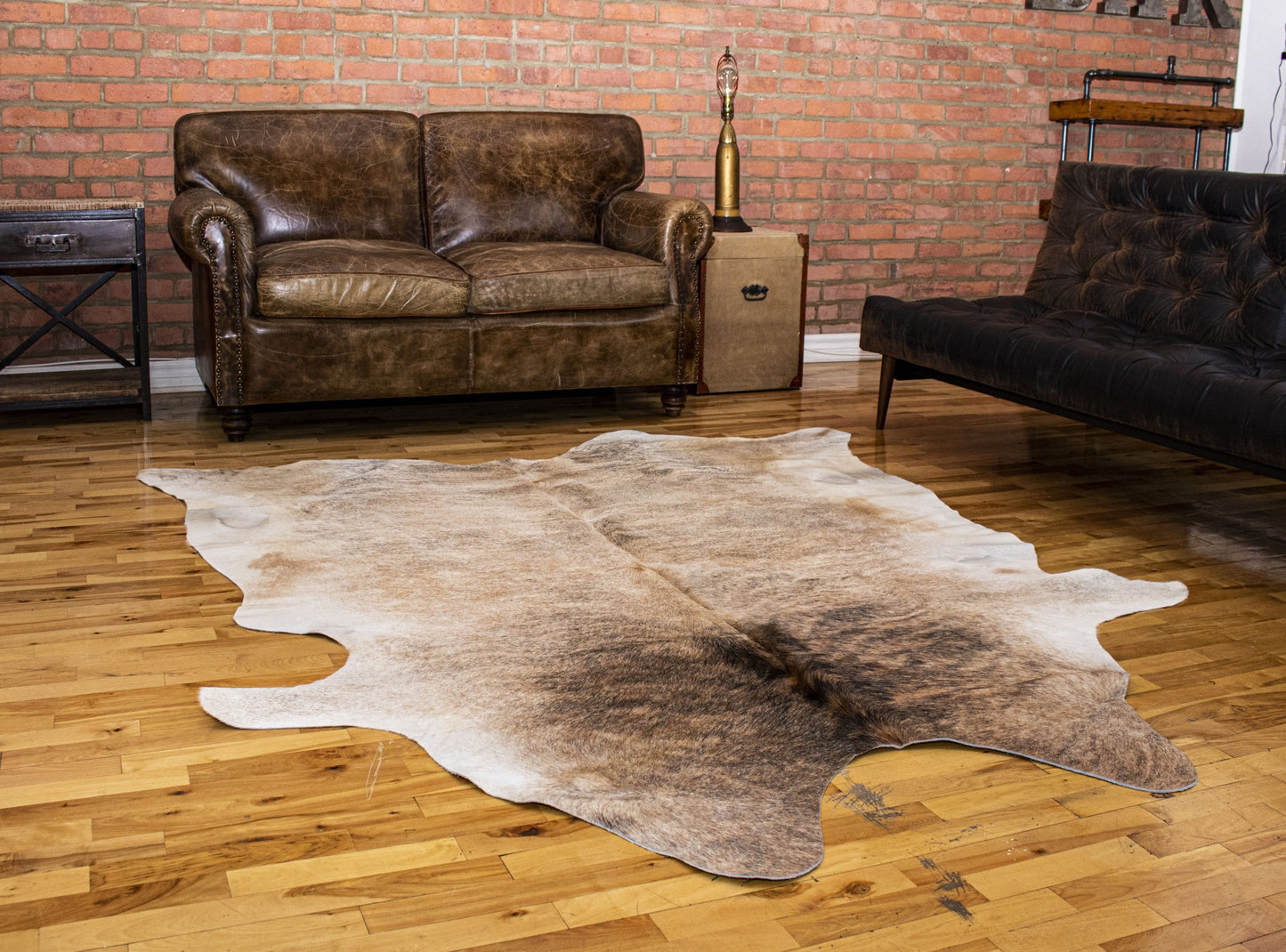 6' X 7' Light Taupe And Brown Exotic Cowhide  Rug