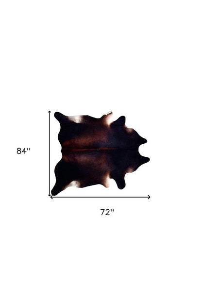 6' X 7' Brown And Black Cowhide Cowhide Print Area Rug