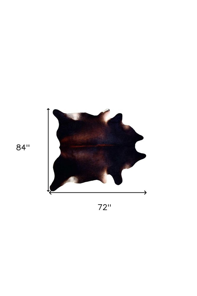 6' X 7' Brown And Black Cowhide Cowhide Print Area Rug