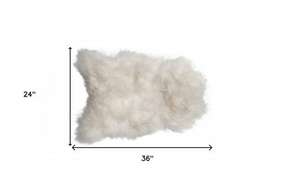 2' X 3' White Natural Wool Long-Haired Sheepskin Area Rug