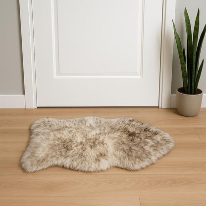 2' X 3' Brown And White Genuine Sheepskin Ombre Area Rug