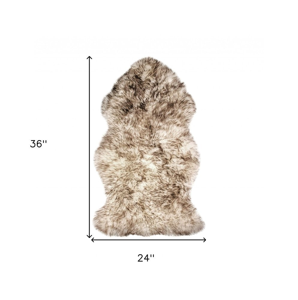 2' X 3' Brown And White Genuine Sheepskin Ombre Area Rug