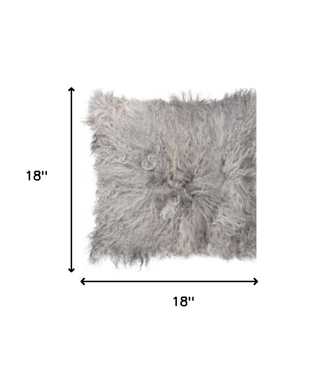 18" Natural Sheepskin Throw Pillow