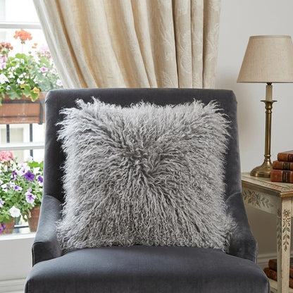18" Natural Sheepskin Throw Pillow