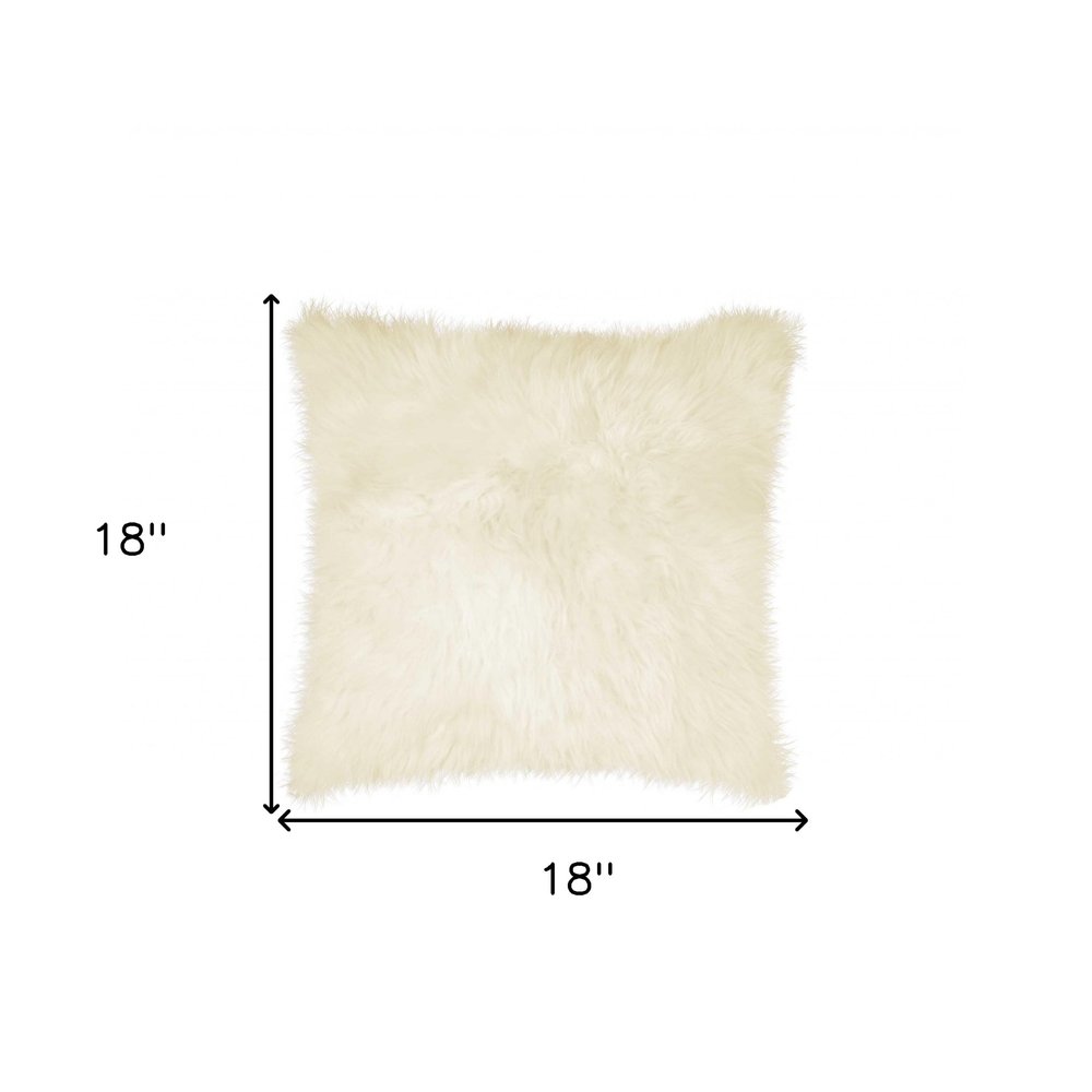 18" Gray Sheepskin Throw Pillow