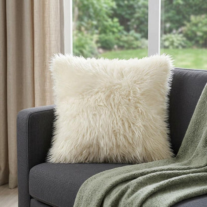 18" Natural Sheepskin Throw Pillow