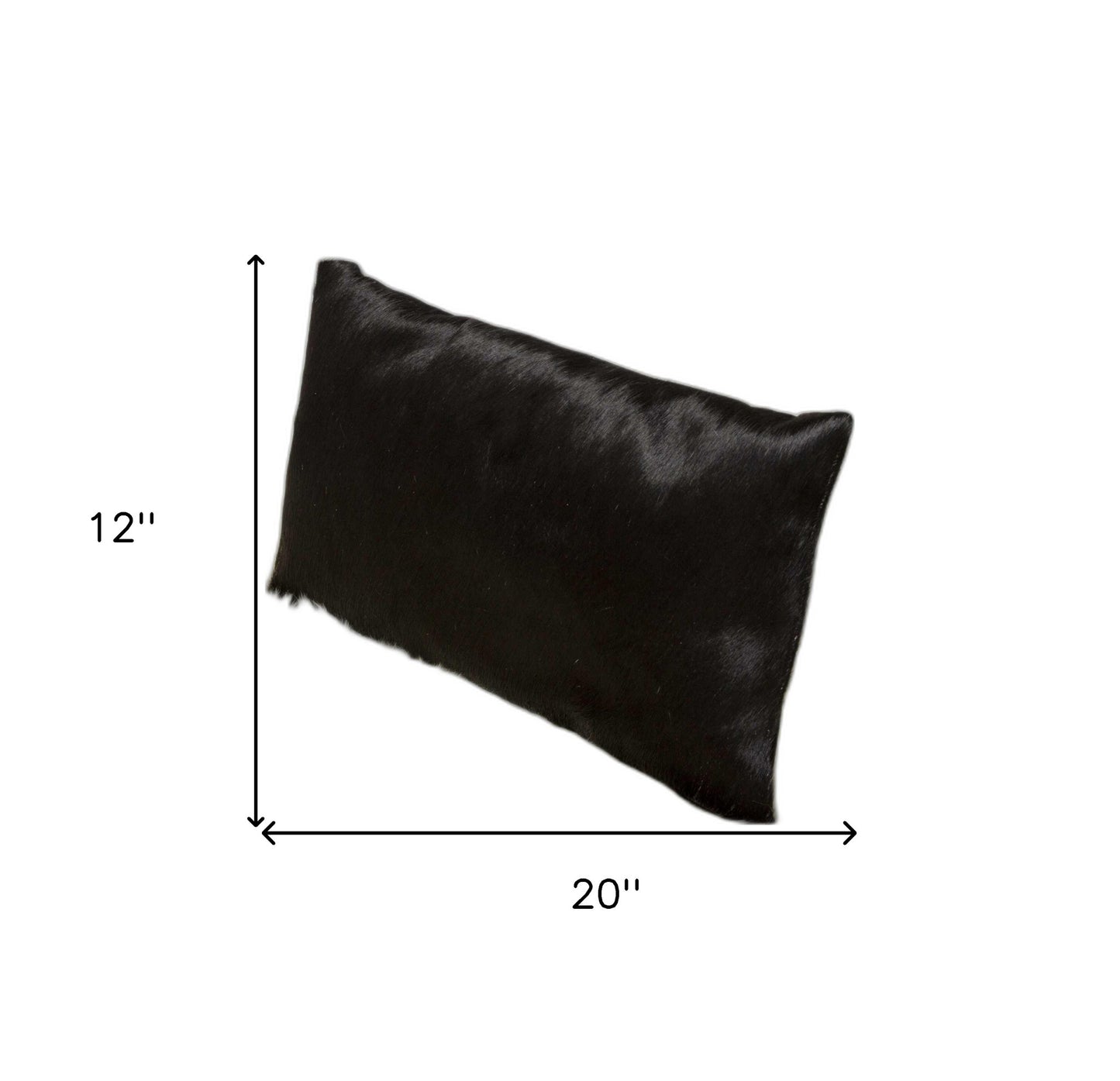 12" X 20" Black Cowhide Throw Pillow