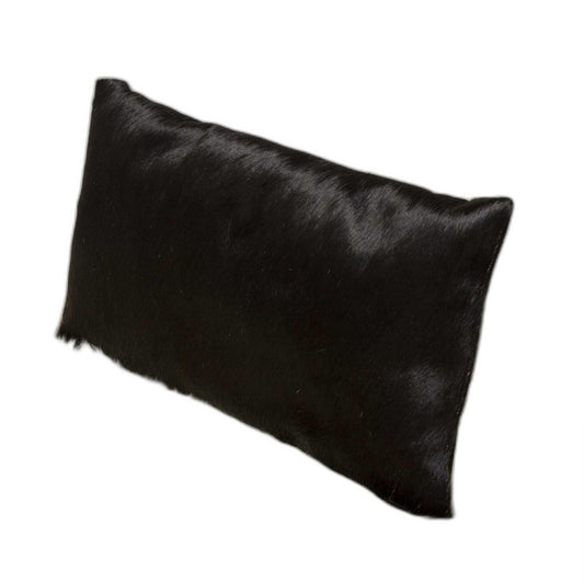 12" X 20" Black Cowhide Throw Pillow