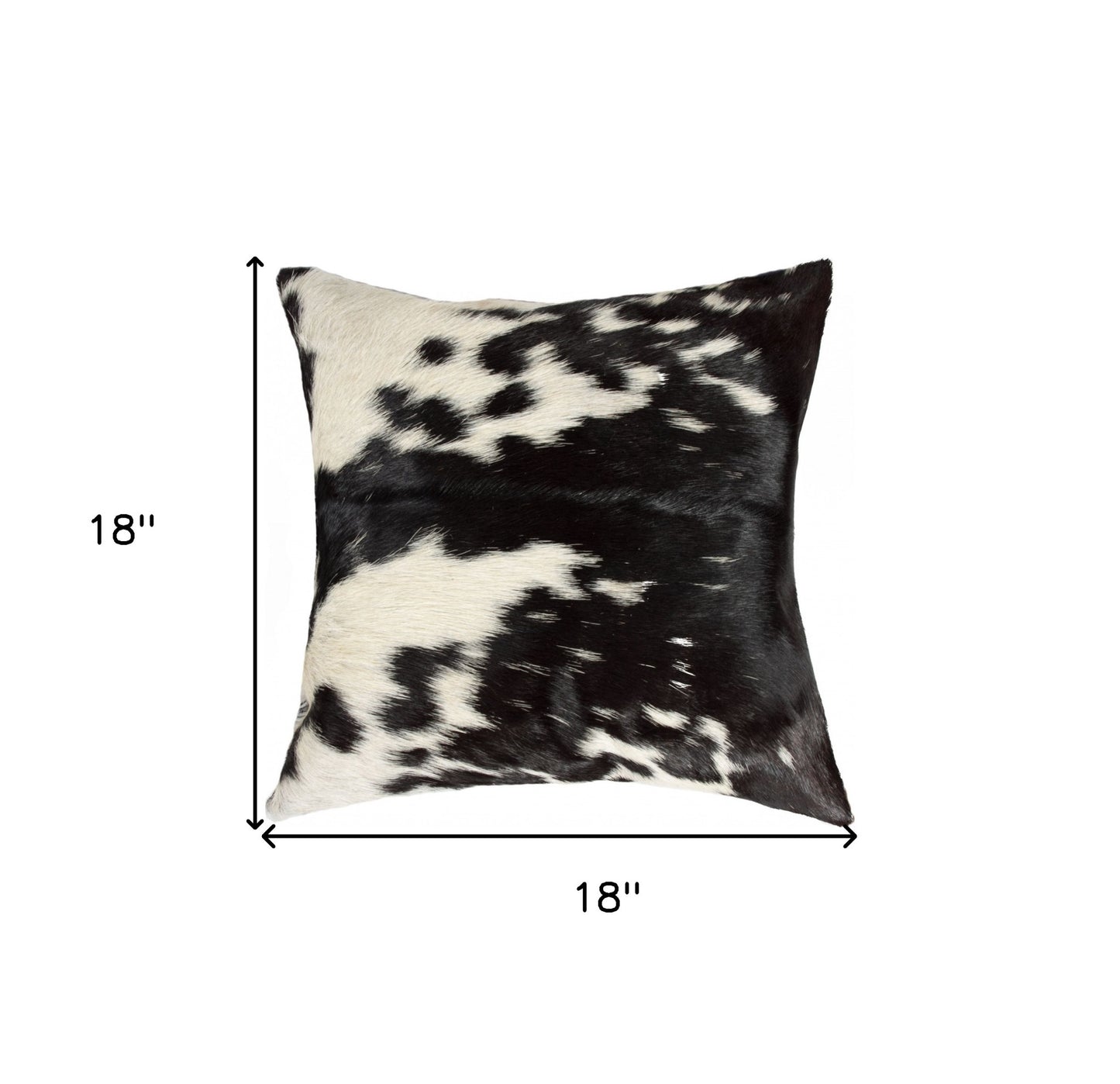 18" Black and White Cowhide Throw Pillow