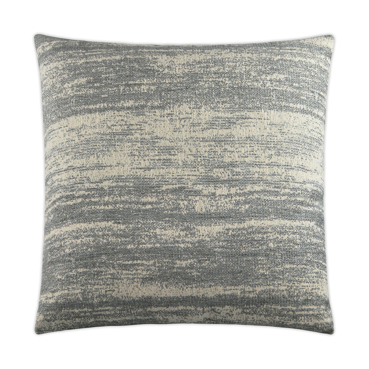 Charcoal and beige textured square throw pillow with an abstract brushed pattern, 24" x 24