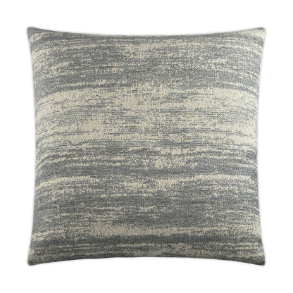 Charcoal and beige textured square throw pillow with an abstract brushed pattern, 24" x 24