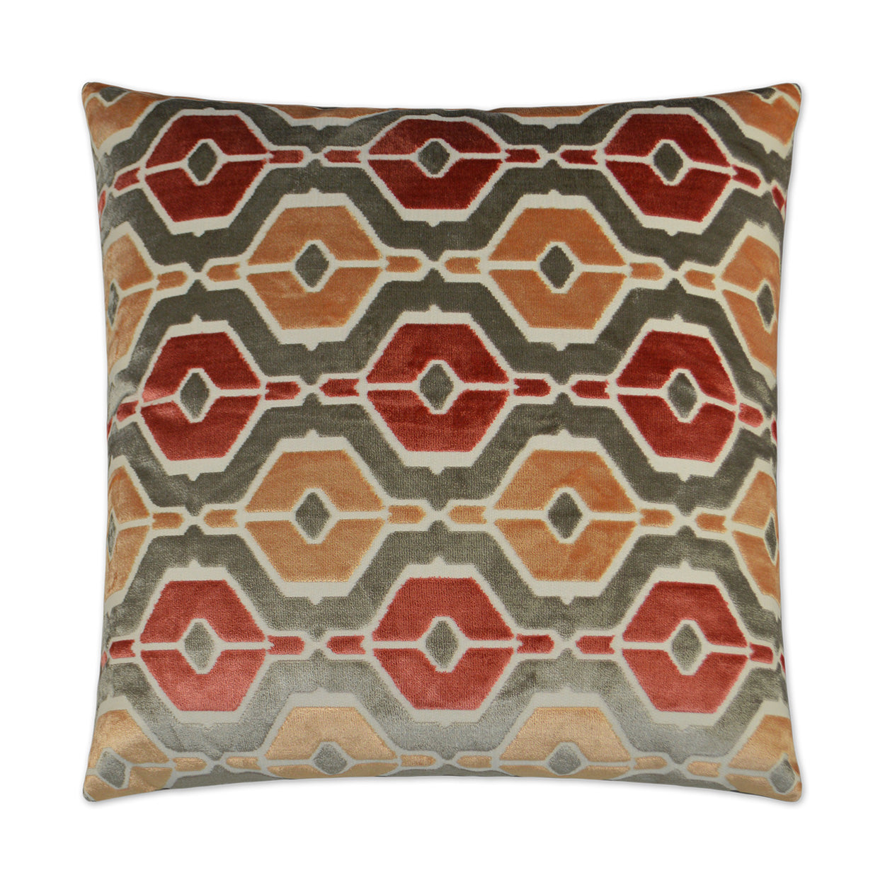 D.V. KAP HOME   24" x 24" Dellan Pillow - Coral Traditional, Geometric    - 2942-C-2424