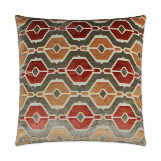 D.V. KAP HOME   24" x 24" Dellan Pillow - Coral Traditional, Geometric    - 2942-C-2424