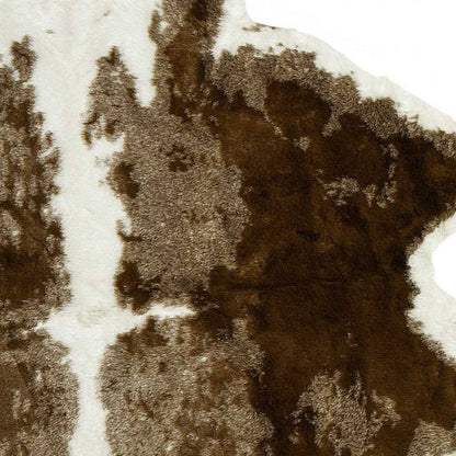 4' X 5' Black And White Faux Cowhide Animal Print Washable Area Rug