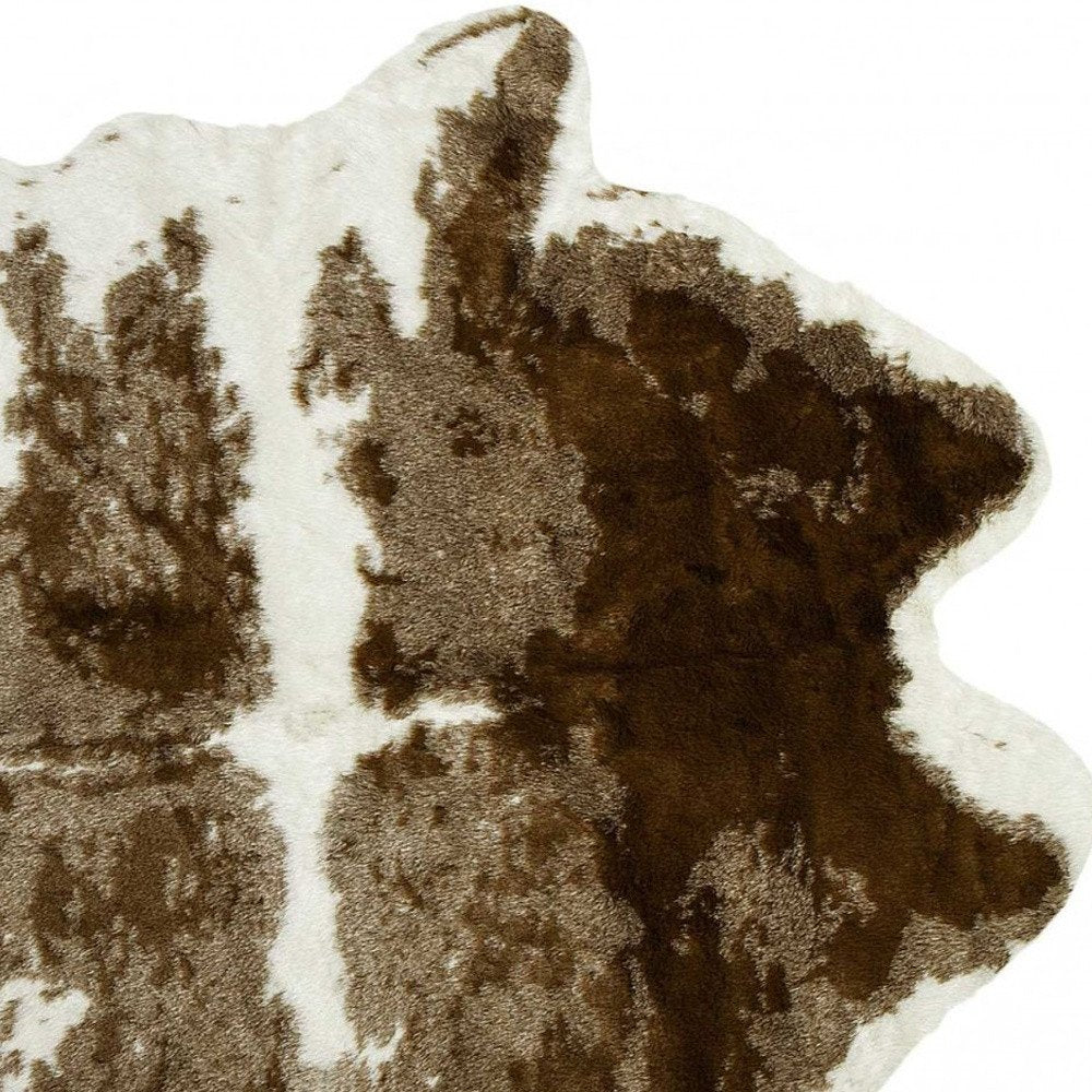 4' X 5' Black And White Faux Cowhide Animal Print Washable Area Rug