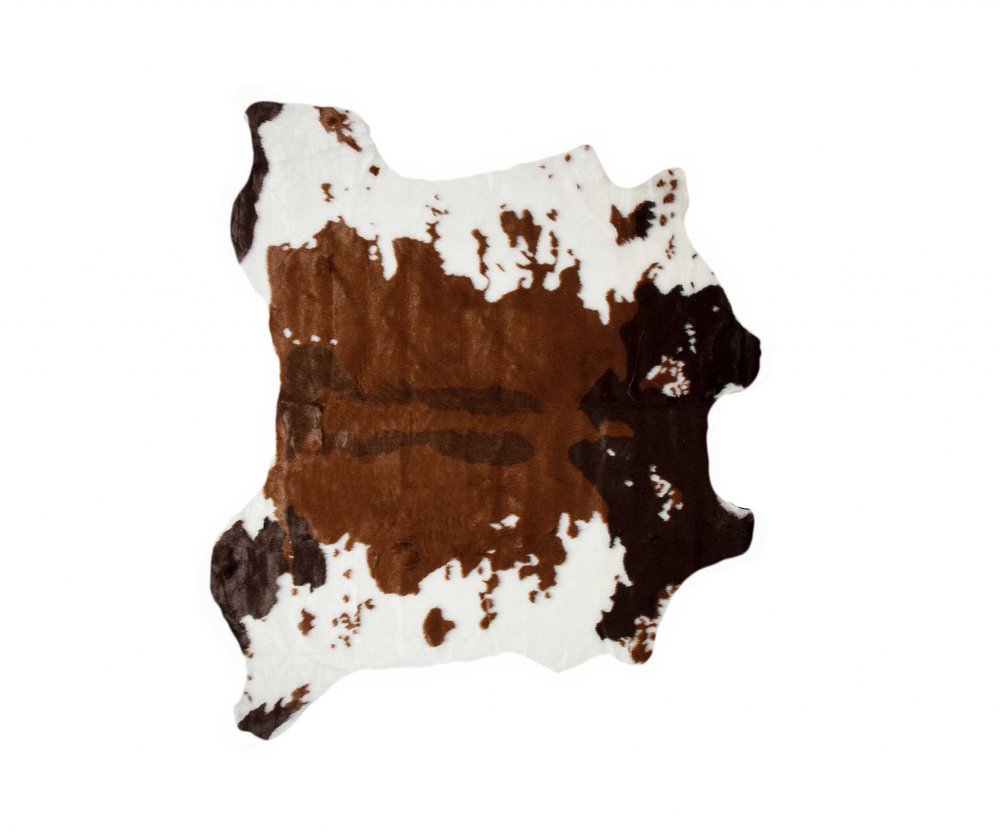 4' X 5' Black And White Faux Cowhide Animal Print Washable Area Rug