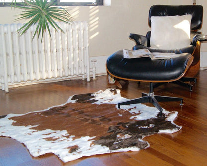 4' X 5' Black And White Faux Cowhide Animal Print Washable Area Rug