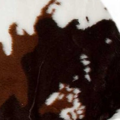 4' X 5' Brown And White Cowhide Print Hand Knotted Area Rug