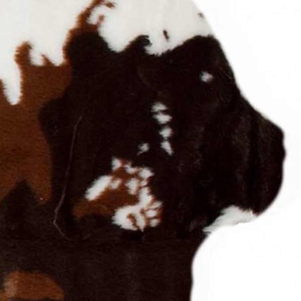 4' X 5' Brown And White Cowhide Print Hand Knotted Area Rug