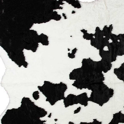 5' X 8' Black And White Cowhide Print Washable Area Rug