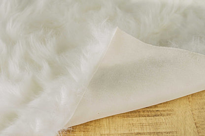 3' X 5' Off White Faux Fur Shag Area Rug