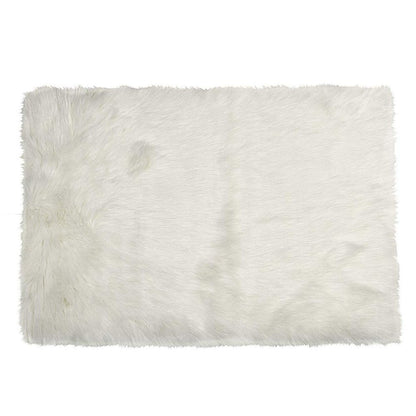 3' X 5' Off White Faux Fur Shag Area Rug