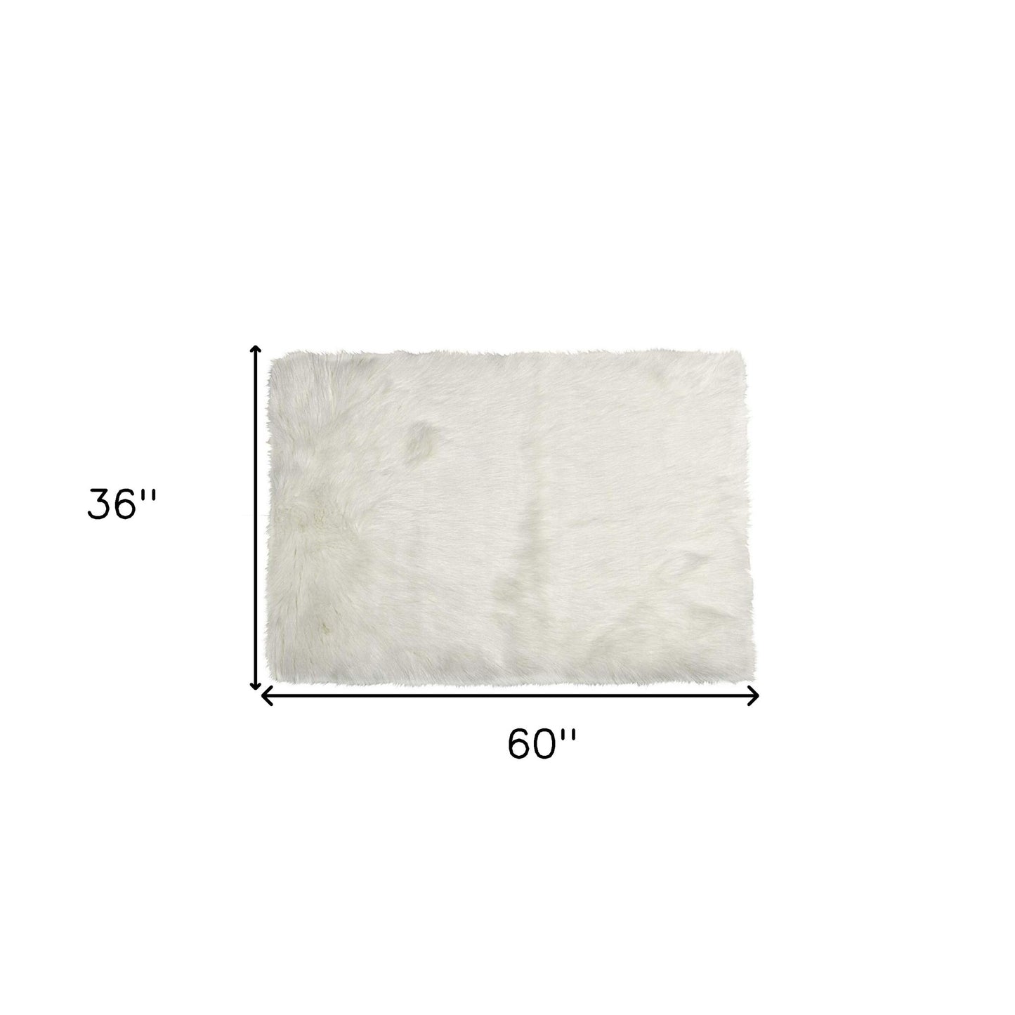 60" X 36" Off White Rectangular Faux Fur - Area Rug