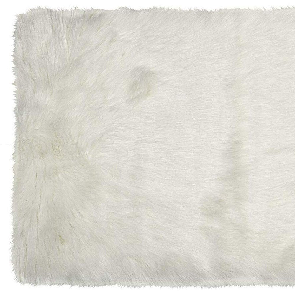 3' X 5' Off White Faux Fur Shag Area Rug