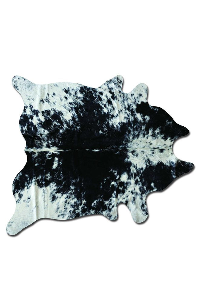 6' X 7' Black And White Cowhide Animal Print Handmade Area Rug