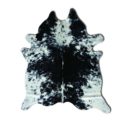 6' X 7' Black And White Cowhide Animal Print Handmade Area Rug