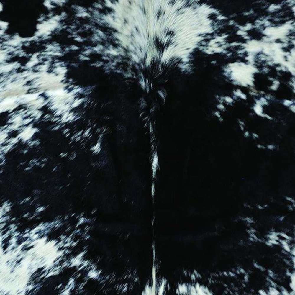 6' X 7' Black And White Cowhide Animal Print Handmade Area Rug